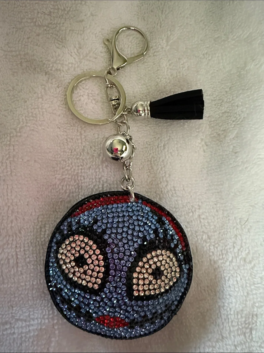 Crystal Sally Face Keychain Bag Charm - Blue